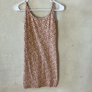 mauve floral ribbed dress.